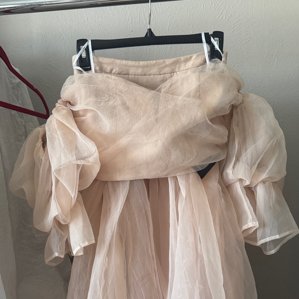 NWT Lulu's Cream Tulle Midi Skirt set - Picture 3 of 5